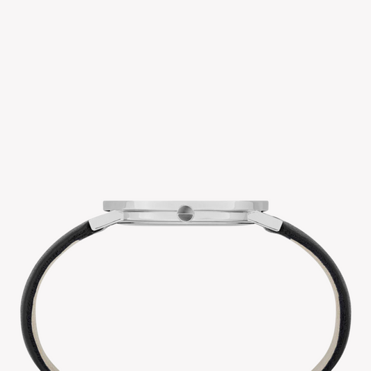 Pierre Cardin Women's Black Leather Watch, Silver Case | Cbv.1002