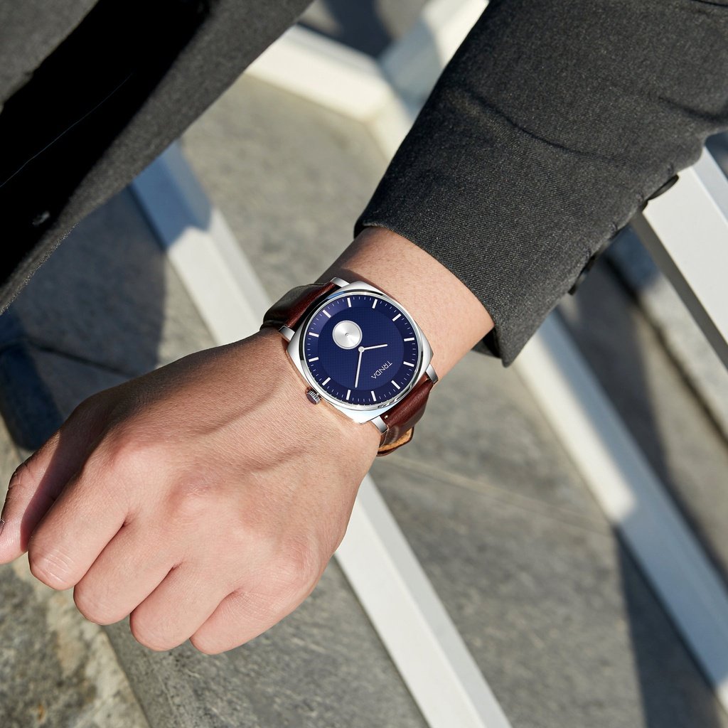Trnda Men's Silver Stainless Steel Watch, Blue Dial | Trn45ss