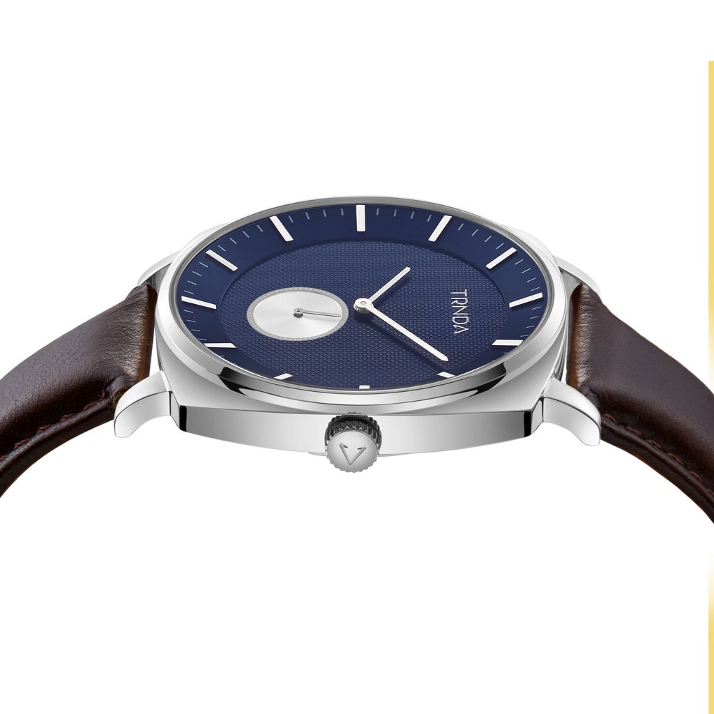 Trnda Men's Silver Stainless Steel Watch, Blue Dial | Trn45ss