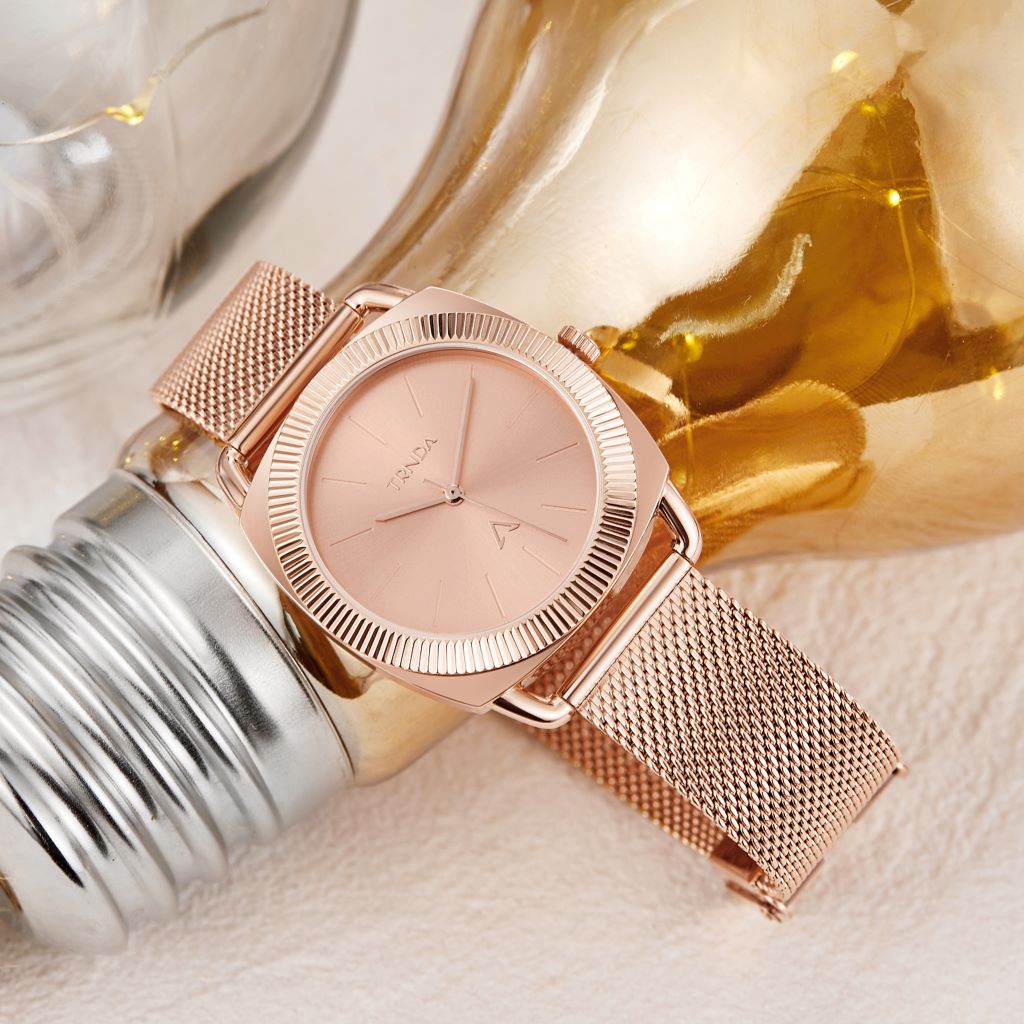 Trnda Women's Rose Gold Stainless Steel Watch, Unique Dial | Trn-Rg35.8