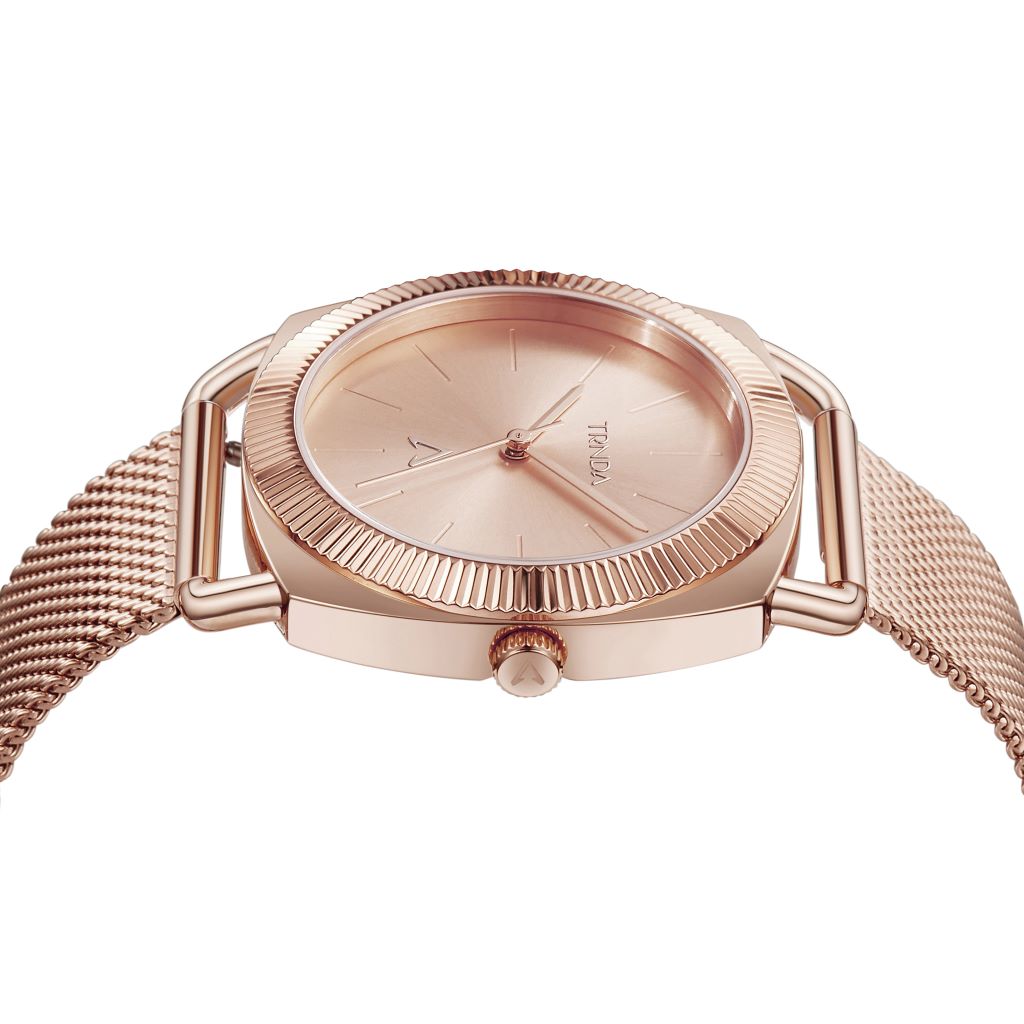 Trnda Women's Rose Gold Stainless Steel Watch, Unique Dial | Trn-Rg35.8