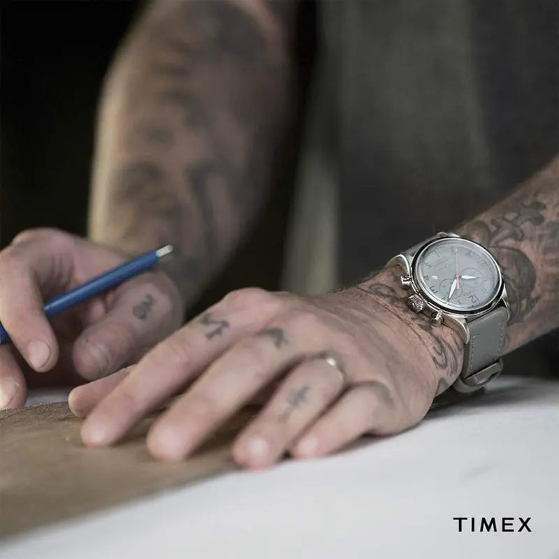 Timex Unisex Stainless Steel Gray Leather Watch, Gray Dial | Tw2r70700