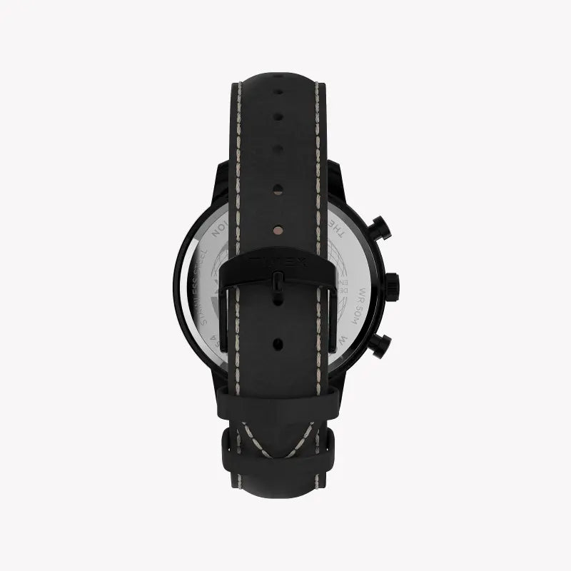 Timex Men's Black Leather Watch, Brass Case | Tw2u39200
