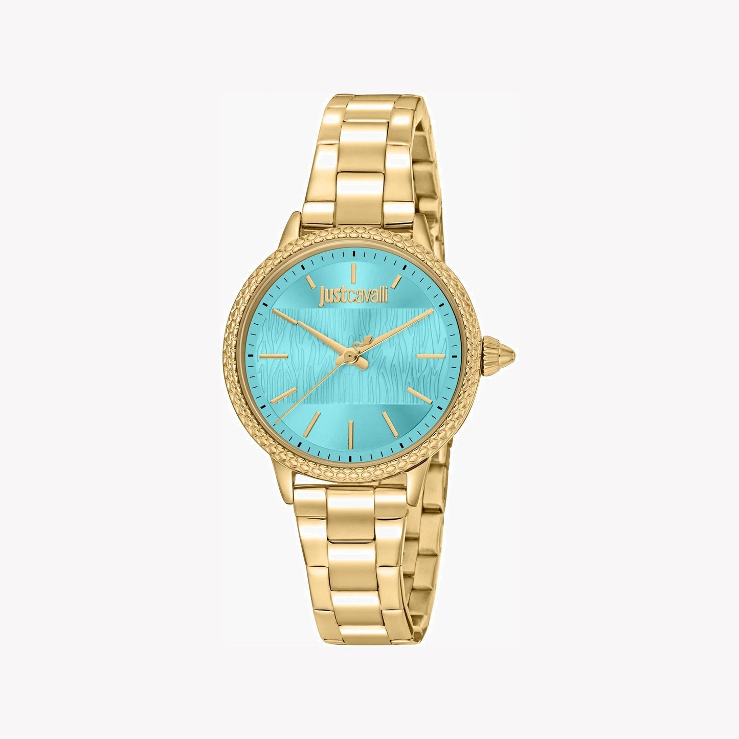 Just Cavalli Women's Gold Stainless Steel Watch, Turquoise Dial | Jc1l259m0065