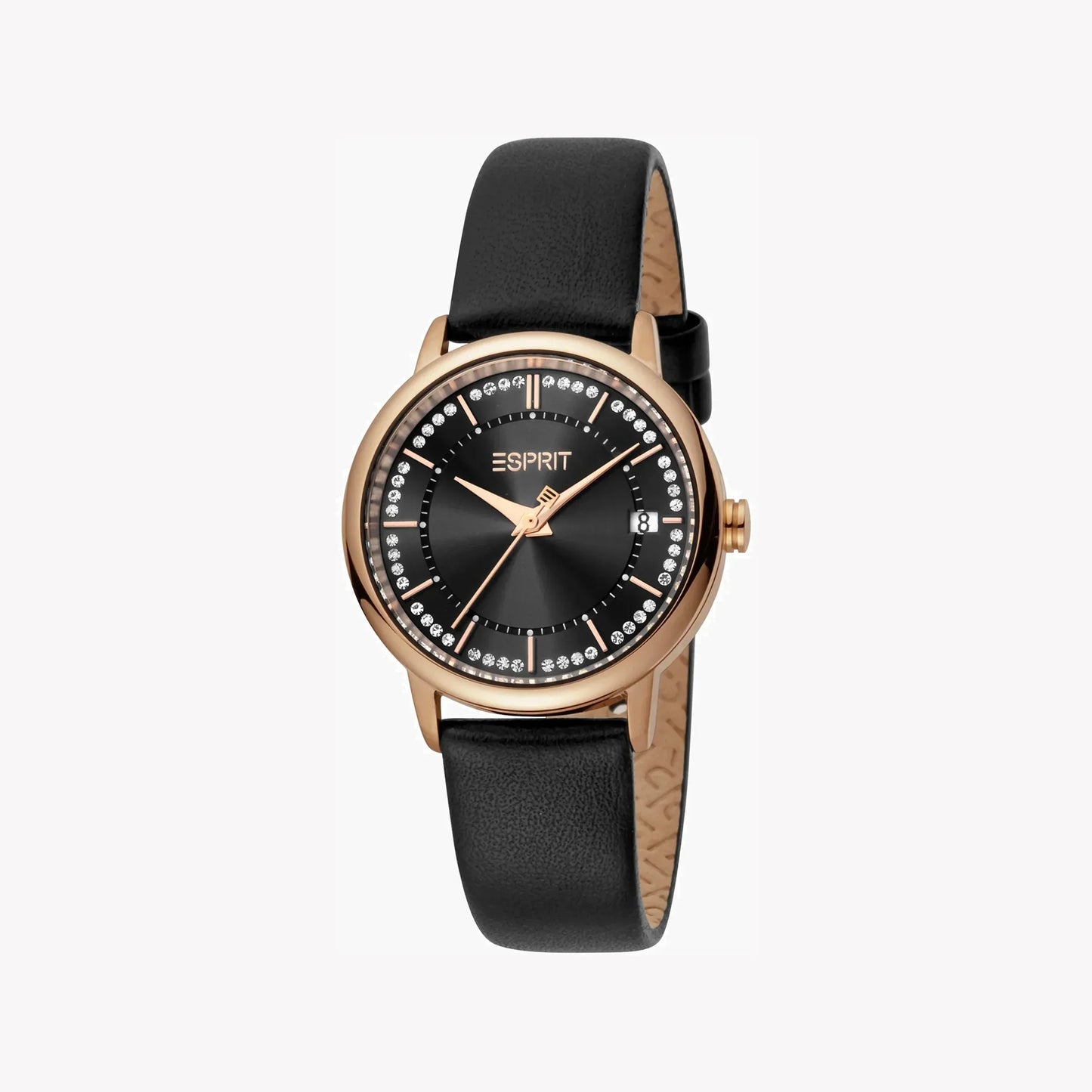 Esprit Women's Black Leather Watch, Black Dial | ES1L181L2035