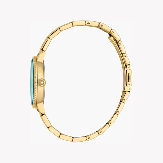 Just Cavalli Women's Gold Stainless Steel Watch, Turquoise Dial | Jc1l259m0065